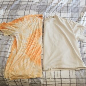 Womens Two 2x Tie-Dye and Solid T-Shirt Workouk Lounge Set